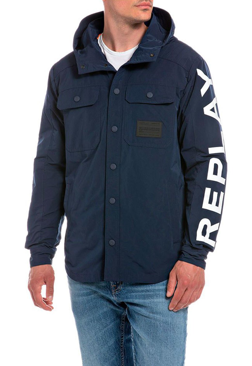 מעיל ניילון לוגו שרוול גברים - Replay