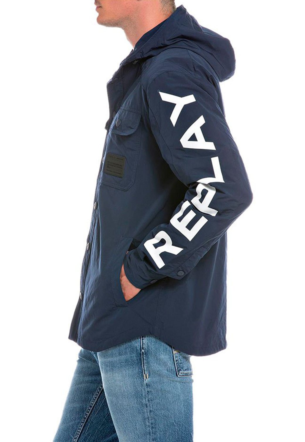 מעיל ניילון לוגו שרוול גברים - Replay