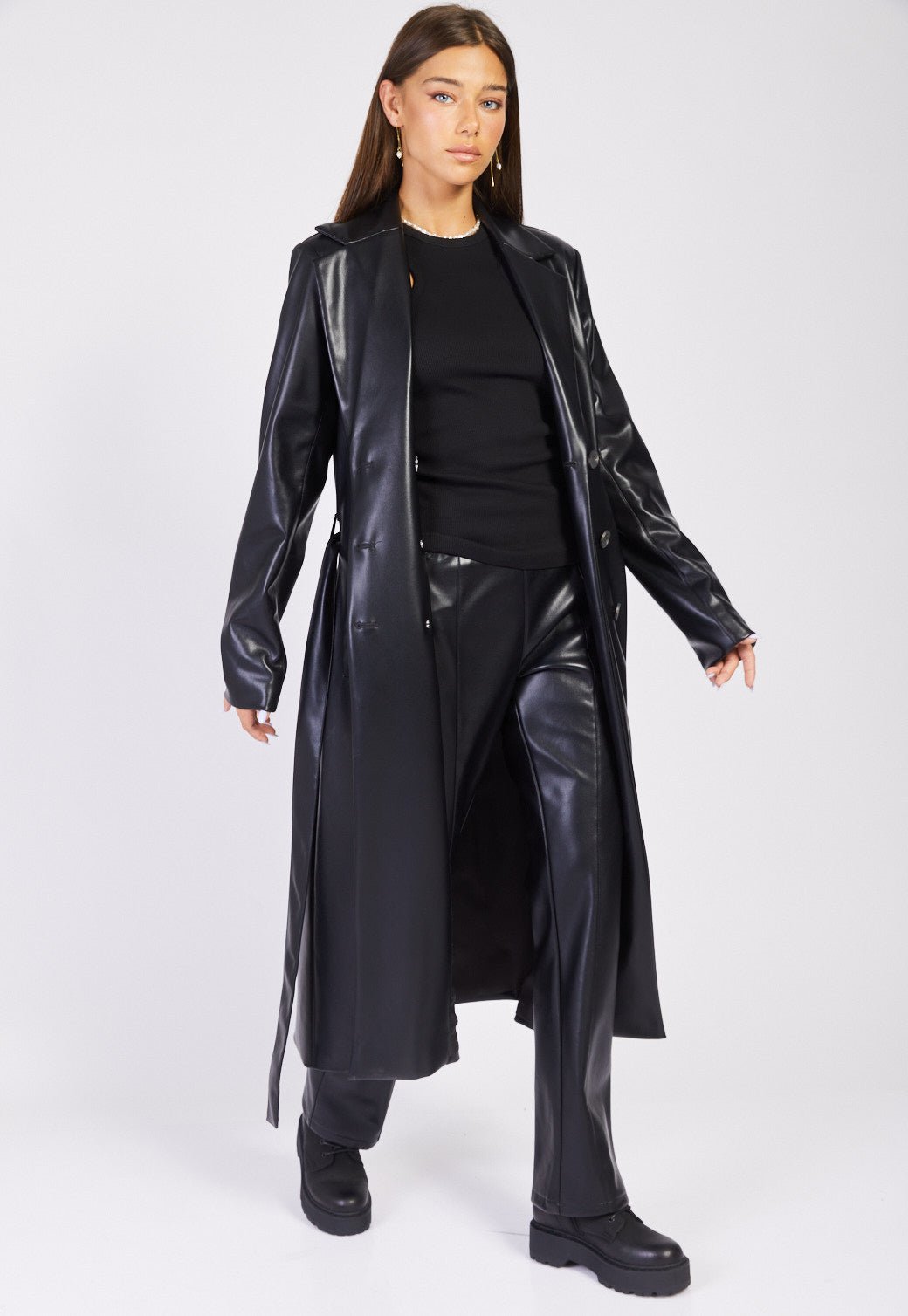 מעיל טרנץ' דמוי עור נשים - Replay