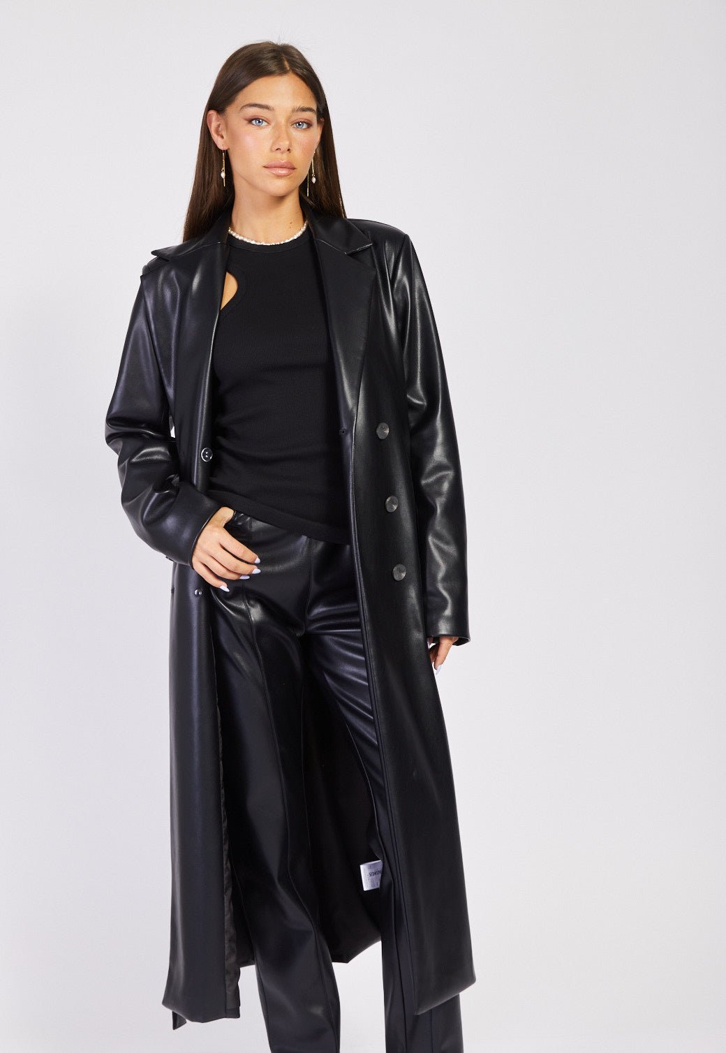 מעיל טרנץ' דמוי עור נשים - Replay