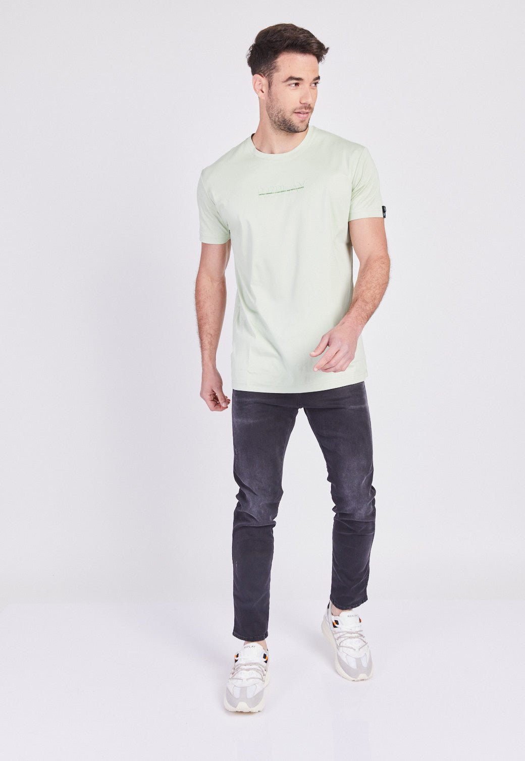 מכנסי ג'ינס בגזרה ישרה עם שרוך במותן גברים - Replay