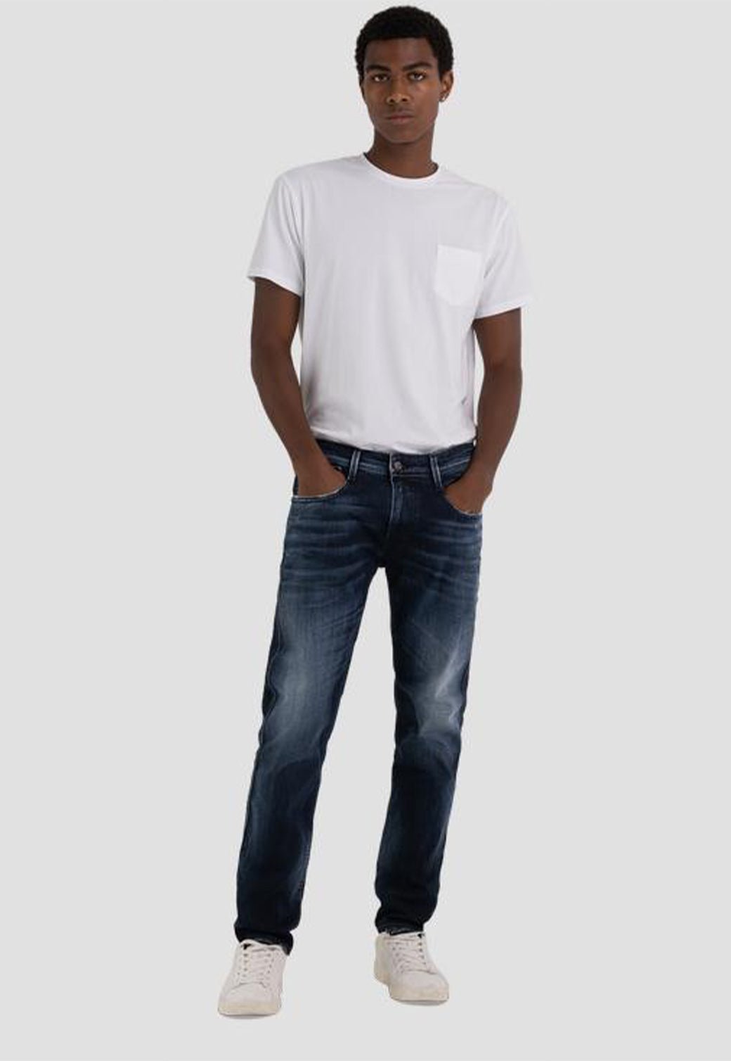 מכנסי ג'ינס Slim Fit ANBASS בצבע כחול גברים - Replay