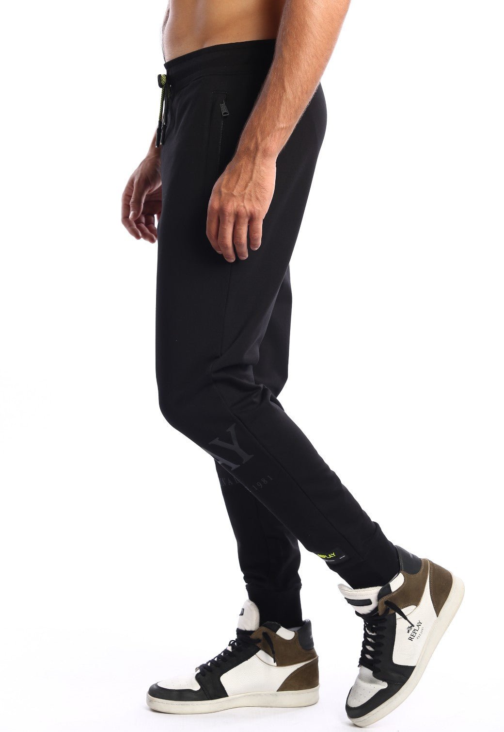 מכנסי טרנינג פרנץ' טרי ארוך לוגו גדול גברים - Replay