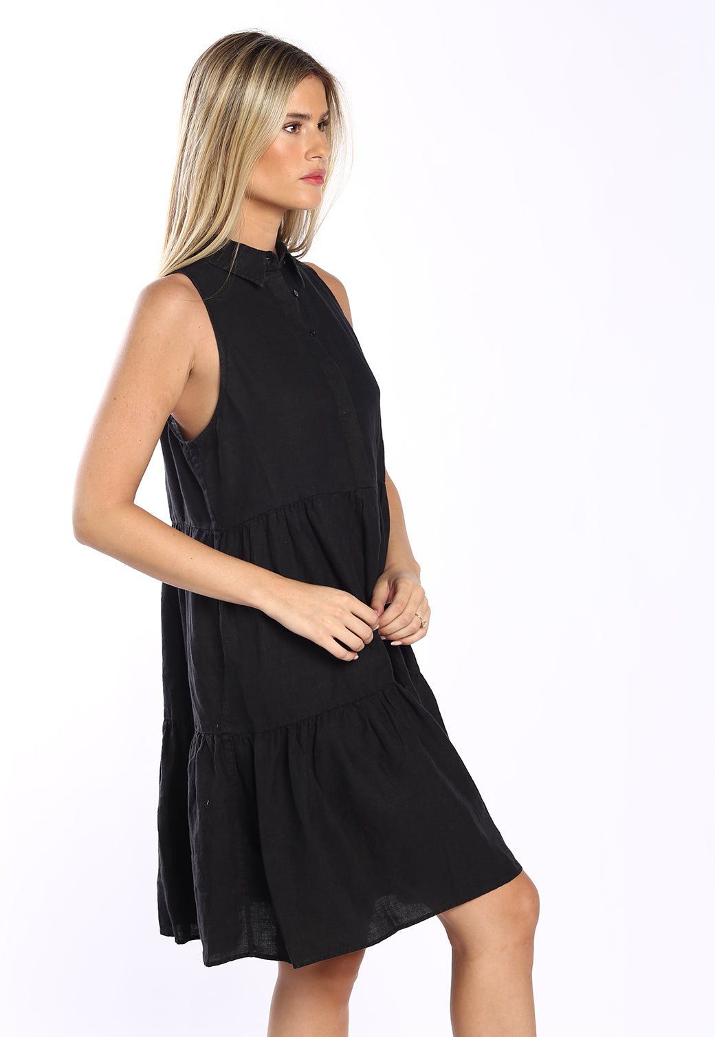 שמלת פשתן צווארון נשים - Replay