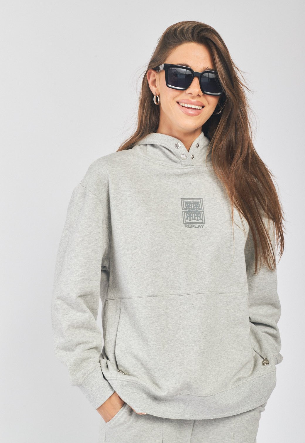 סווטשירט אוברסייז עם גב פתוח נשים - Replay