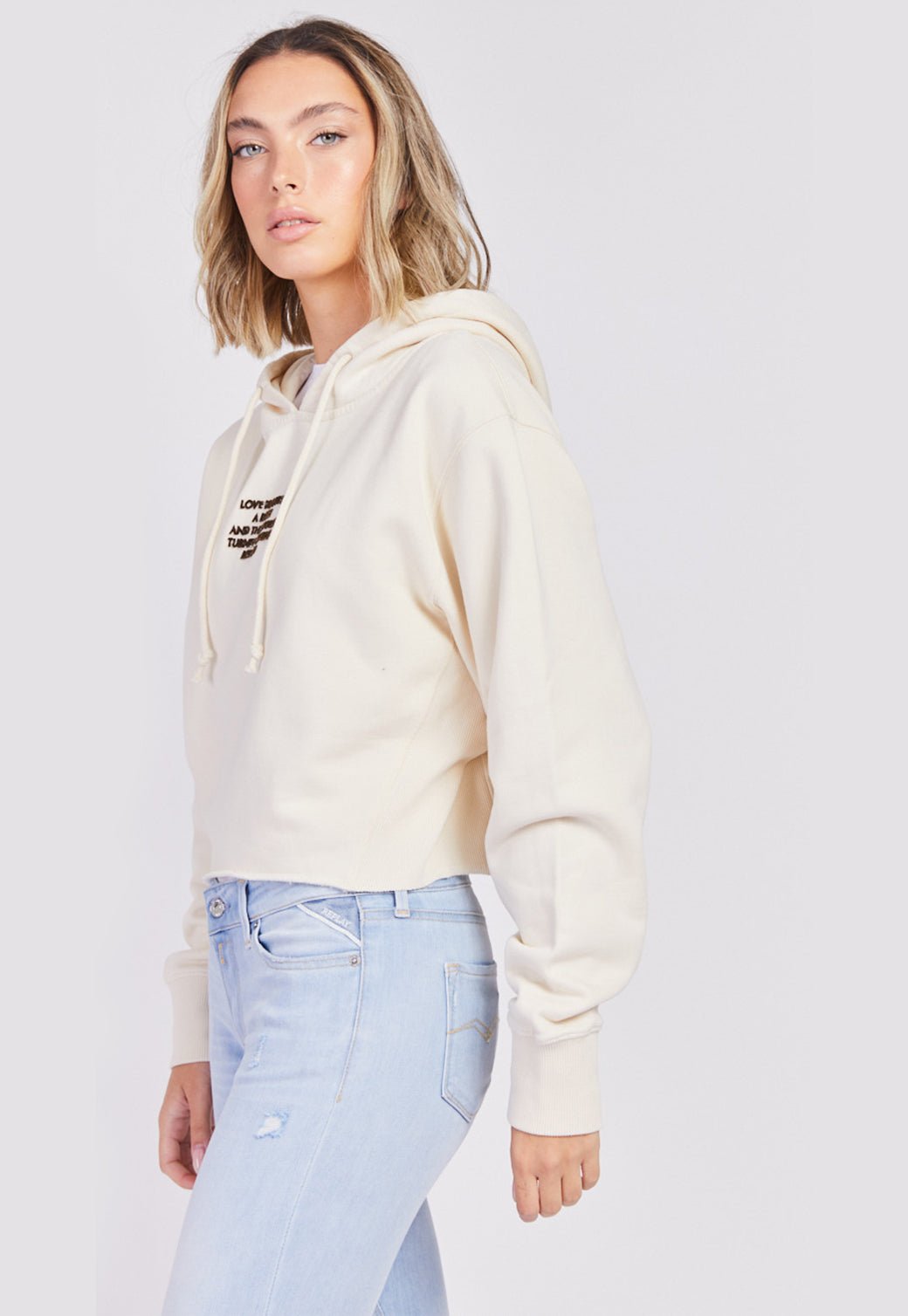 סווטשירט קפוצ'ון עם כיתוב בחזה נשים - Replay