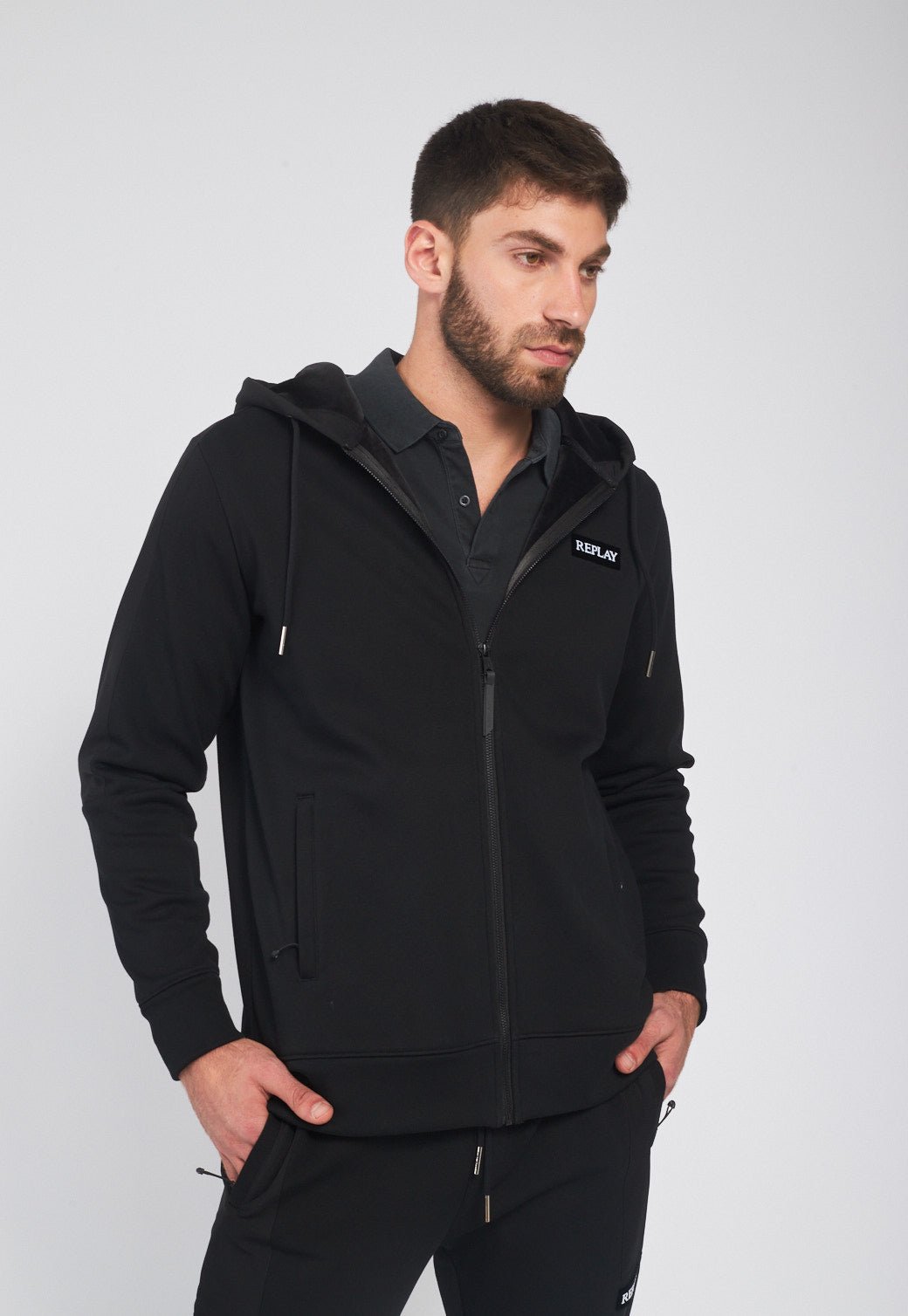 סווטשירט קפוצ'ון מרוכסן גברים - Replay