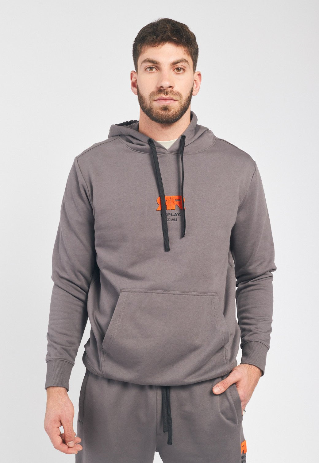 סווטשירט קפוצ'ון טרי עם לוגו גברים - Replay