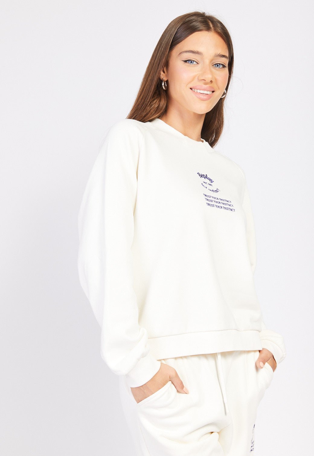 סווטשירט עם רקמת כיתוב נשים - Replay