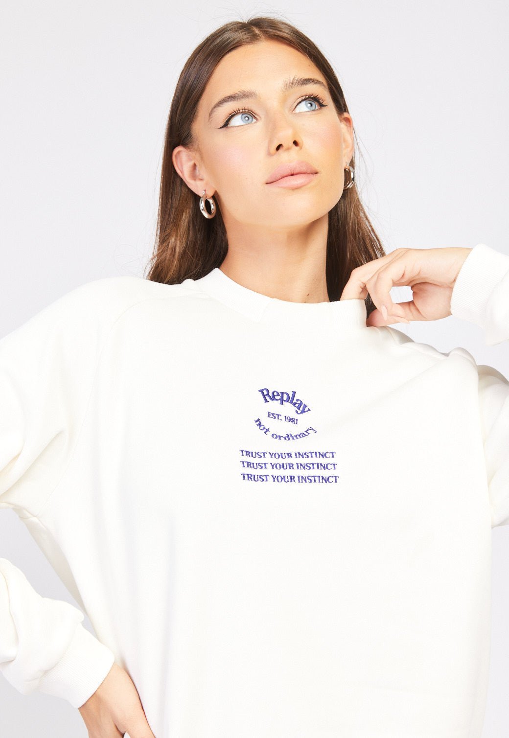 סווטשירט עם רקמת כיתוב נשים - Replay