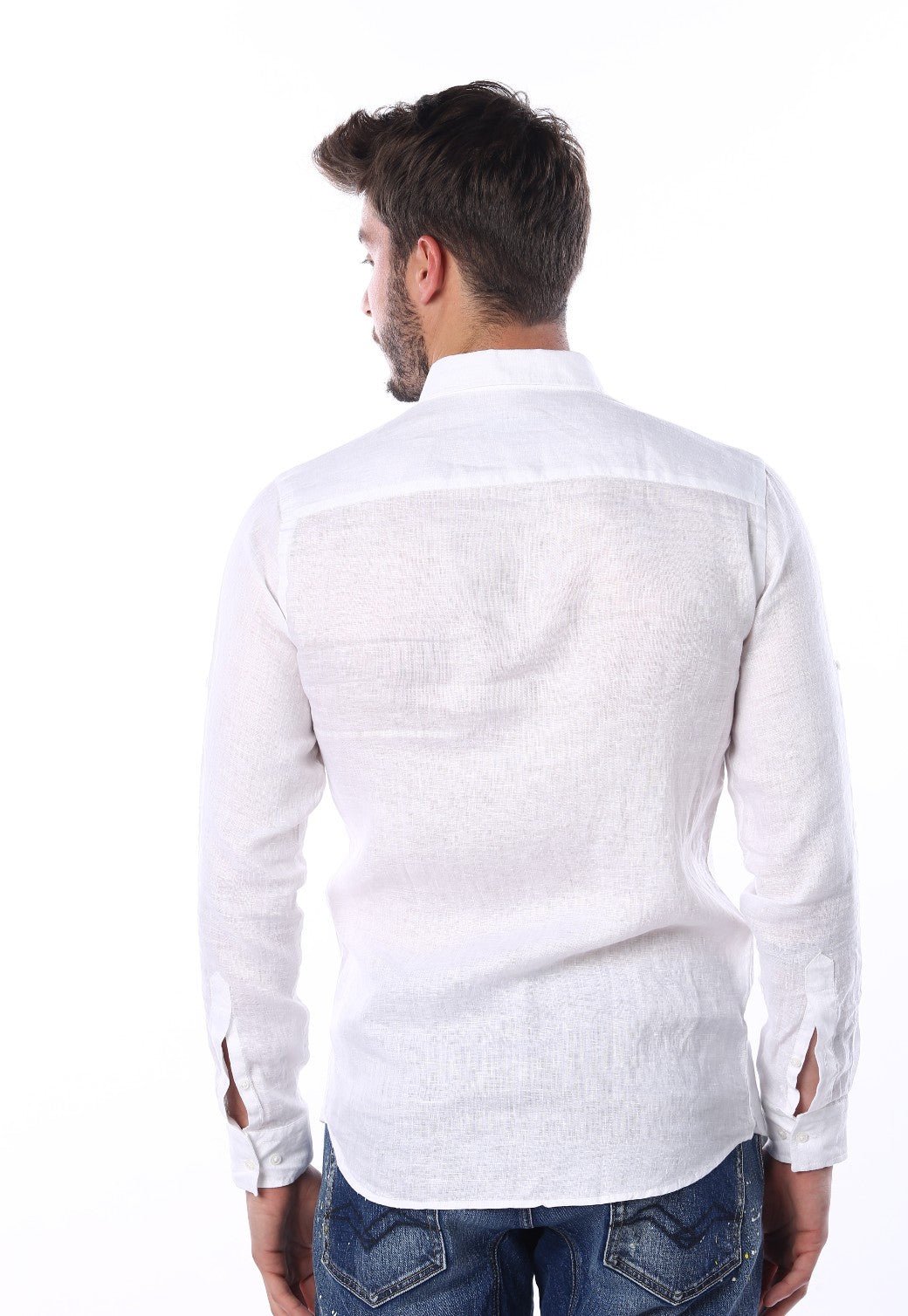 חולצה מכופרת מבד פשתן גברים - Replay