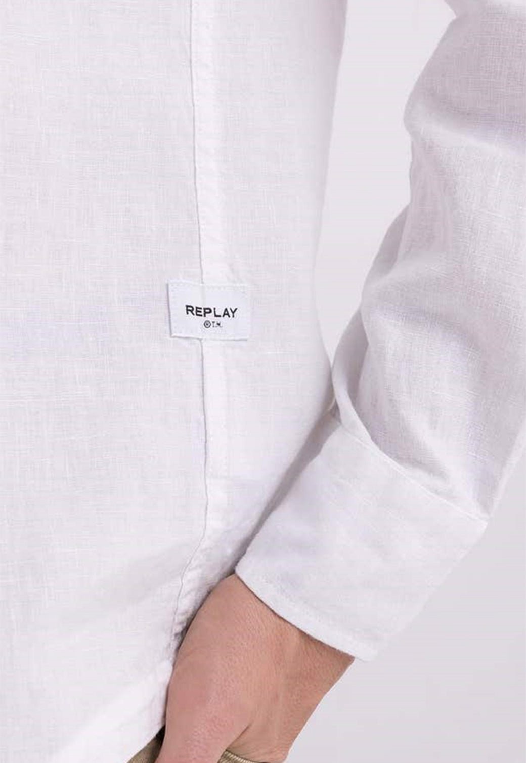 חולצה מכופתרת עם כיס חזה גברים - Replay