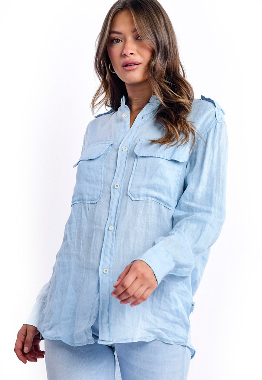 חולצה מכופתרת עם כיסים נשים - Replay