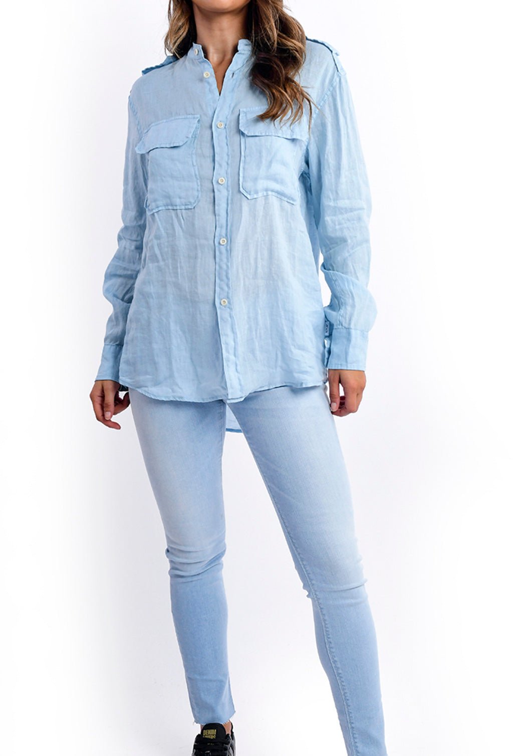 חולצה מכופתרת עם כיסים נשים - Replay