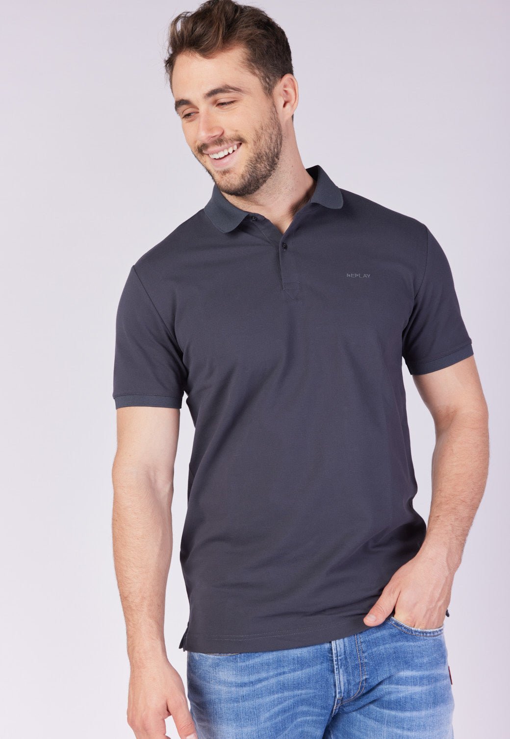 חולצת פולו פיקה קצרה גברים - Replay