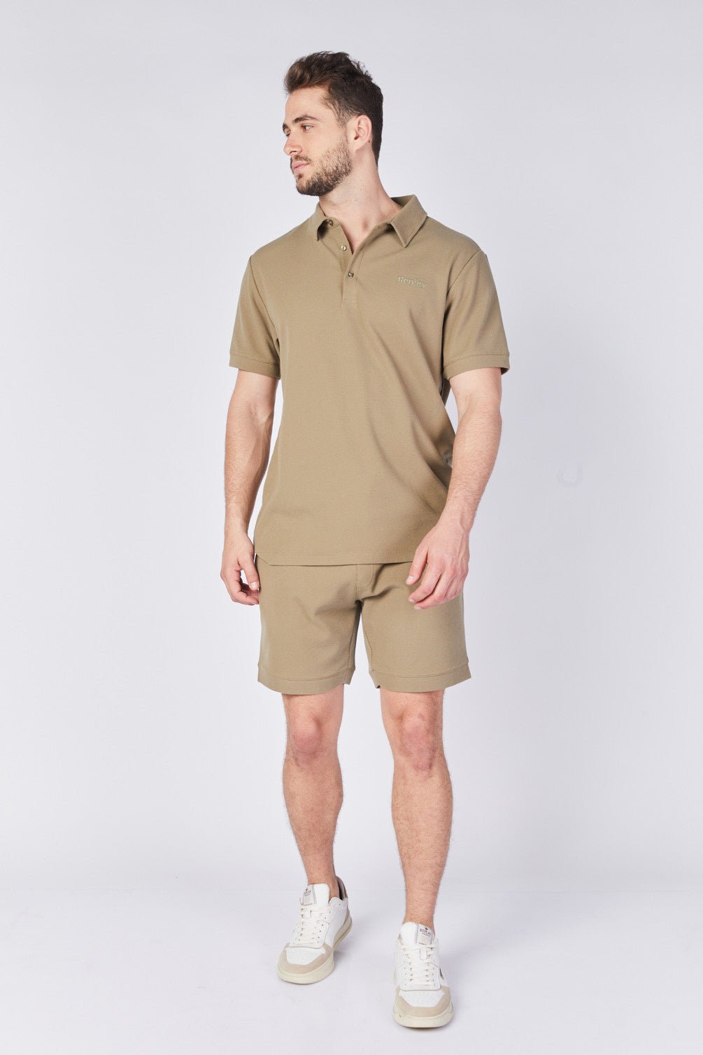 חולצת פולו קצרה וופל גברים - Replay