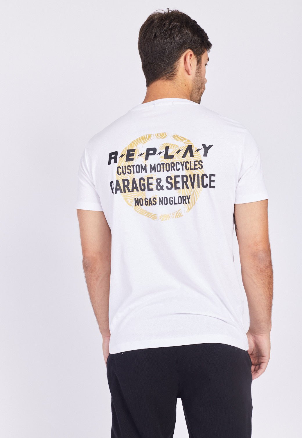 חולצת טי שירט קצרה עם הדפס גליטר גברים - Replay